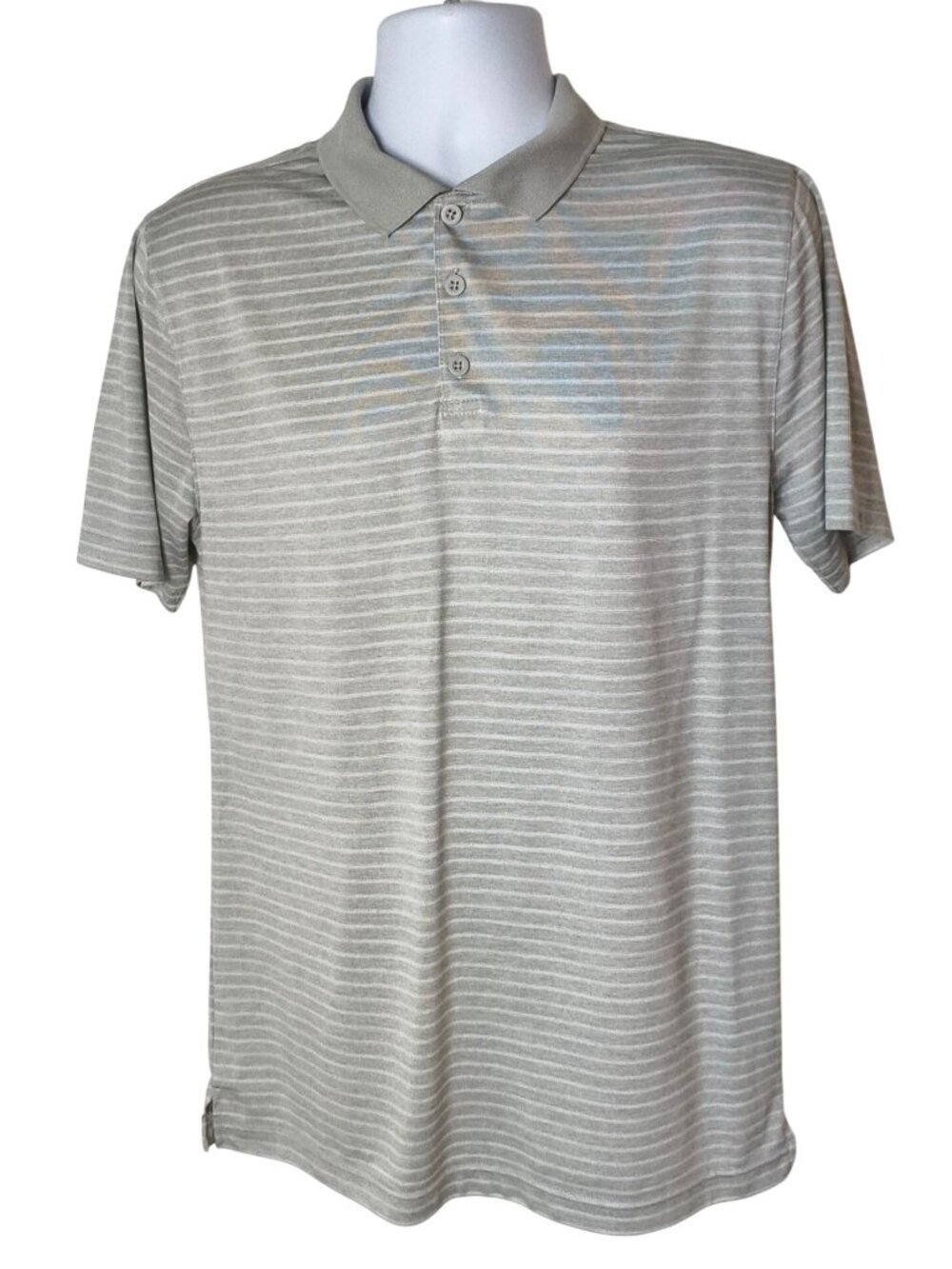 BCG Mens M Golf Polo Striped Gray Short Sleeve Performance Flex Sporty Active